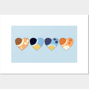 Heeler Family Love Hearts | Bluey-Inspired Color Palette Hearts Posters and Art